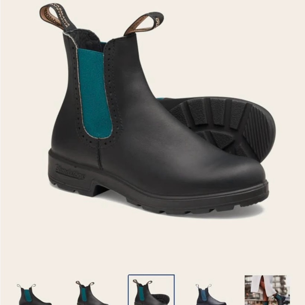 Blundstone Black Boots with Teal Accents